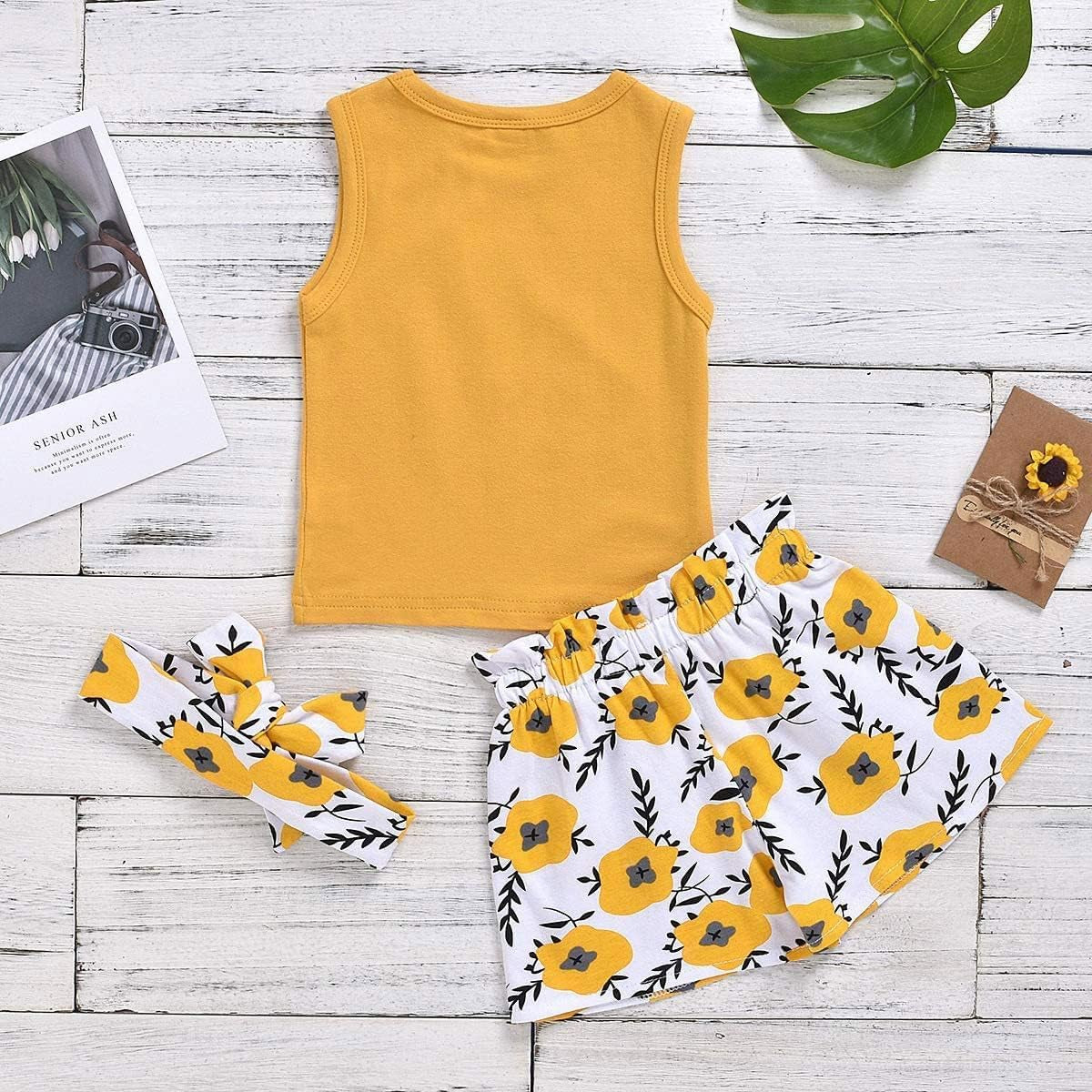 Toddler Girl Outfits Floral Tops Sleeveless Tank Tops Shorts Headband Summer Clothes Set