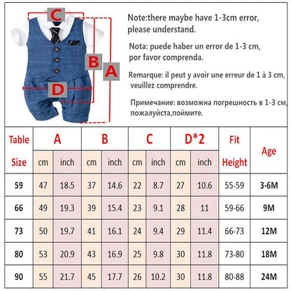 Summer Baby Romper Suit Newborn Boys Formal Clothing Children Hat + Jumpsuit + Shoes + Socks 4 Pieces Outfit Blue Costume