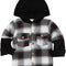 Toddler Baby Boy Hoodie Long Sleeve Plaid Button down Shirt Fall Winter for Kids Clothes